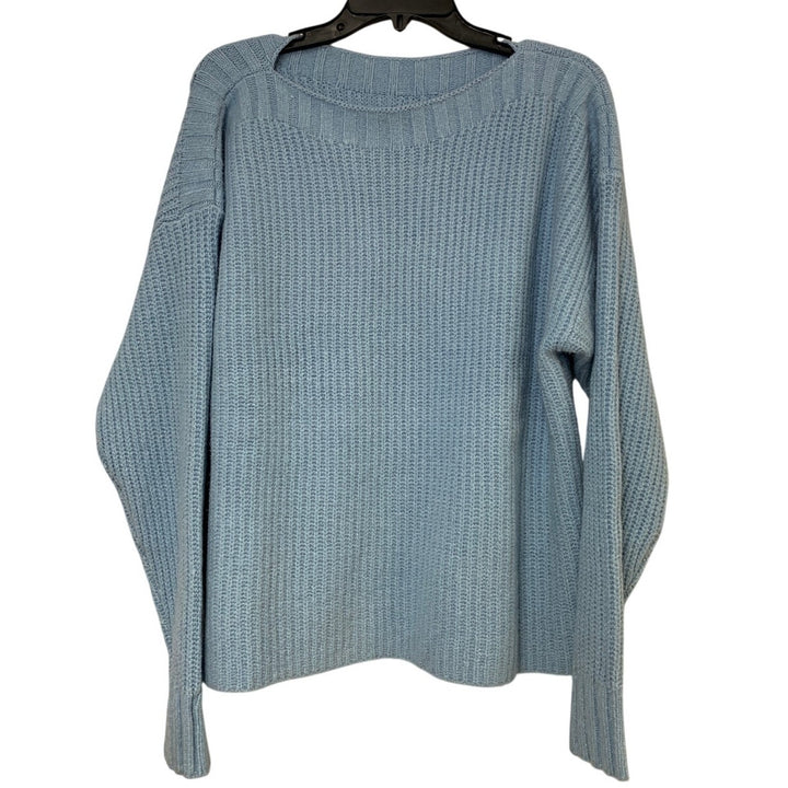 NWT New Eddie Bauer Womens Medium Blue WR Alpine Route Essentials Knit Sweater