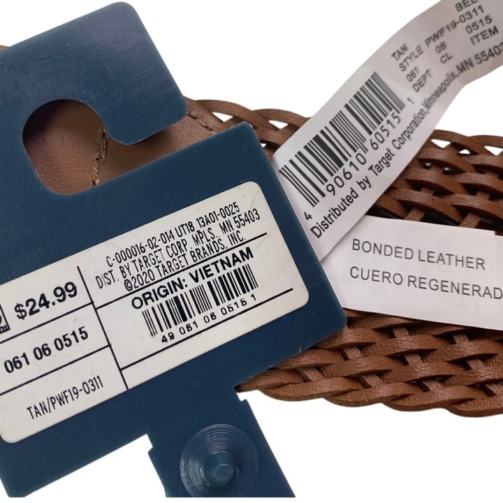 New Universal Thread Womens Large Brown Braided Bonded Leather Fashion Belt
