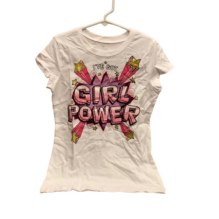 New 1989 Childrens Place Girls Medium Pink Power Puppy Glitter T-Shirt Pair