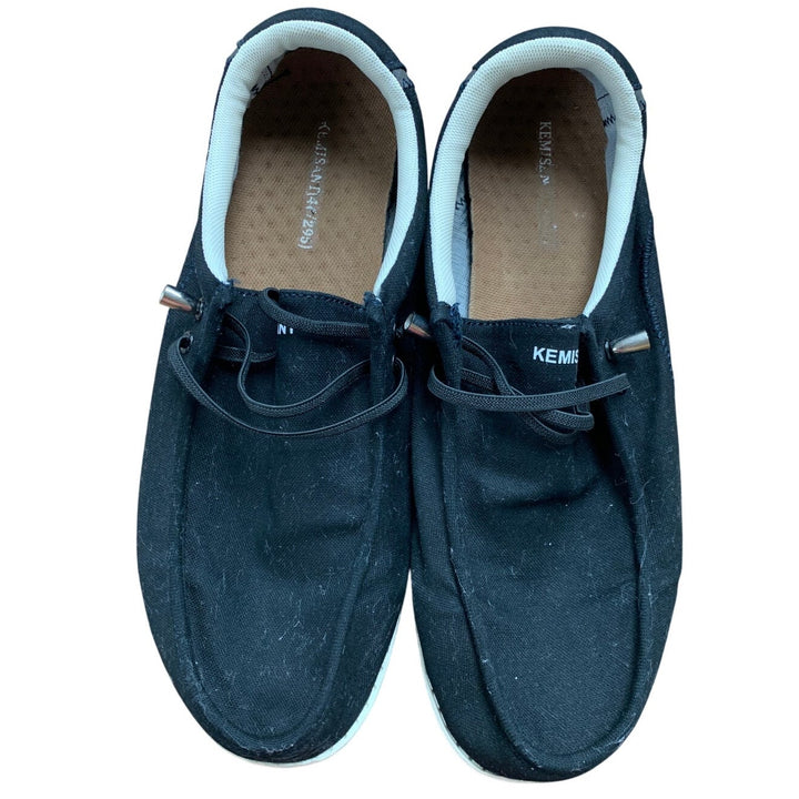 Kemisant Mens Size 13 Black Canvas Machine Washable Slip On Boat Sneaker Shoes
