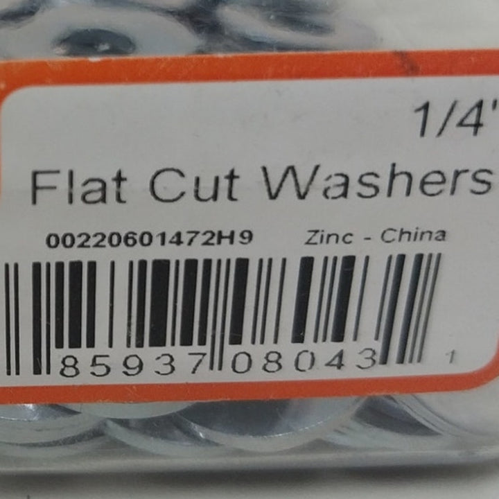100 New Cully 40325J 1/4" Flat Cut Zinc Metal Washers - New In Package