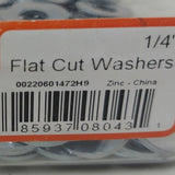 100 New Cully 40325J 1/4" Flat Cut Zinc Metal Washers - New In Package