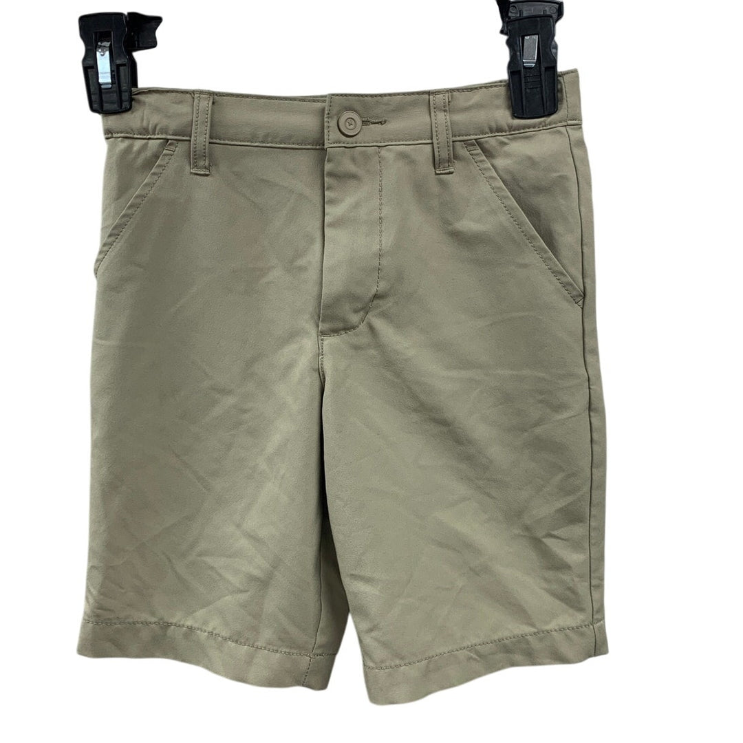 2 New Cat &amp; Jack Boys Size 7 Tan Blue Adjustable Waist PolySpandex Shorts