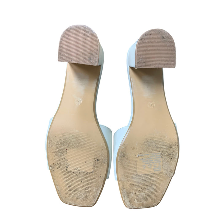 Pizz Annu Womens Size 8 White Open Toe Slide On 2.5" Block Heel Sandal Shoes