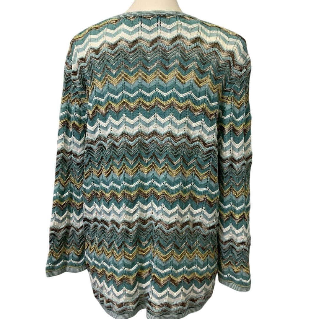 Alfred Dunner XL Chevron Stripe Long Sleeve Crew Neck Metallic Knit Sweater