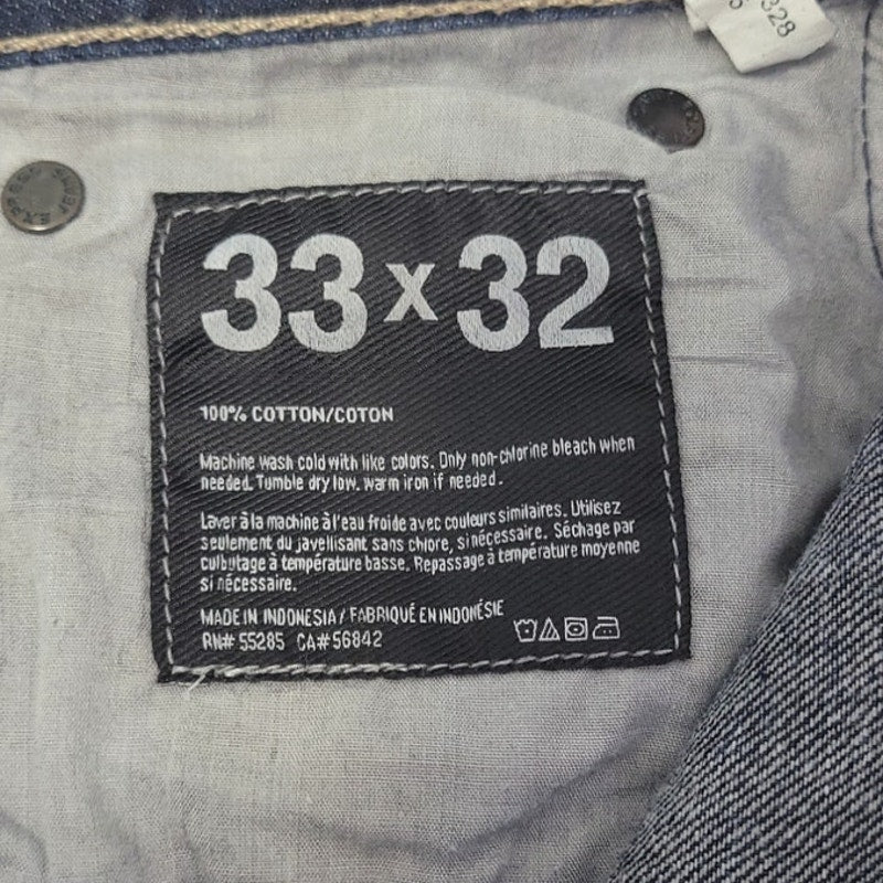 Express Jeans Mens 33x32 Rocco Slim Fit Straight Leg Factory Whiskered Jeans