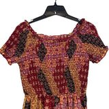 Xhilaration Womens Medium Floral Calico Smocked Short Sleeve Jumpsuit Romper