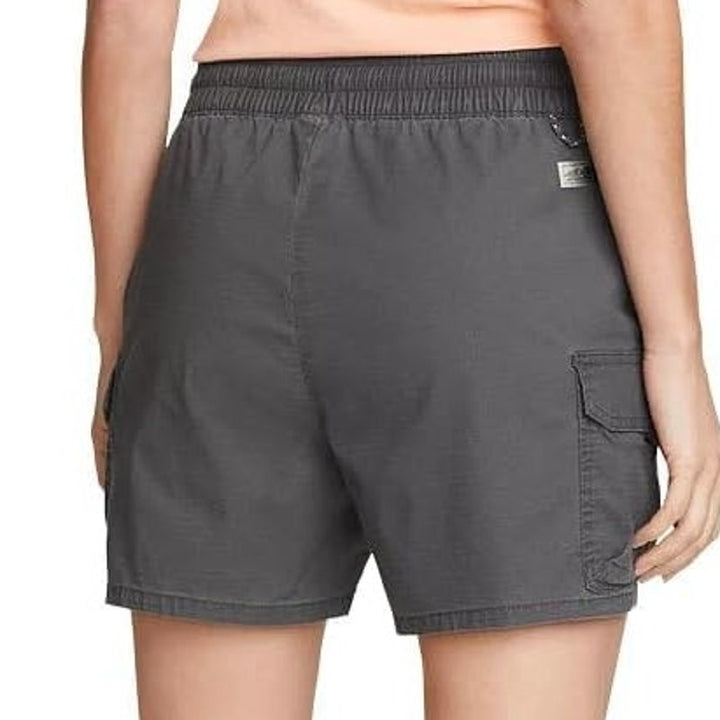 New Eddie Bauer Womens Small Carbon Gray Elastic Drawstring Waist Topout Shorts