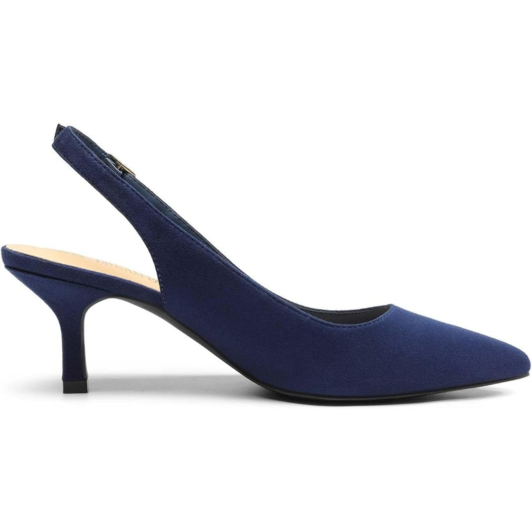 Dream Pairs Womens Size 8 Navy 2.5" Heels Closed Pointed Toe Buckle Strap Shoes