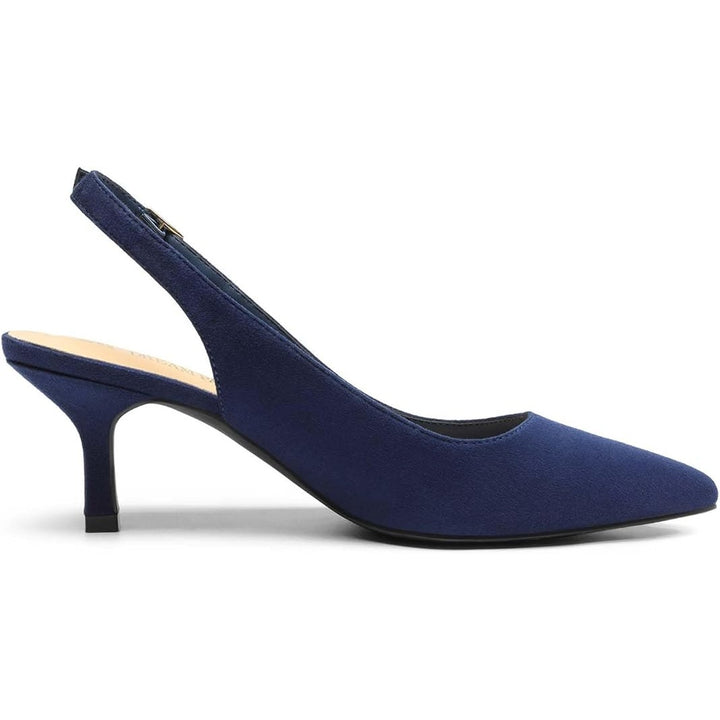 Dream Pairs Womens Size 8 Navy 2.5" Heels Closed Pointed Toe Buckle Strap Shoes