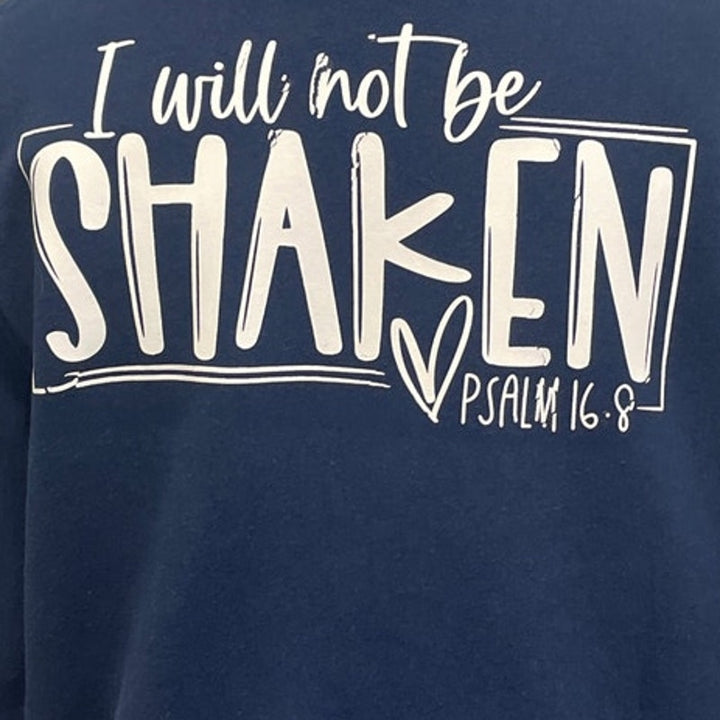 Hand Printed Upcycled Womens Large I Will Not Be Shaken Psalms 16:8 Hoodie