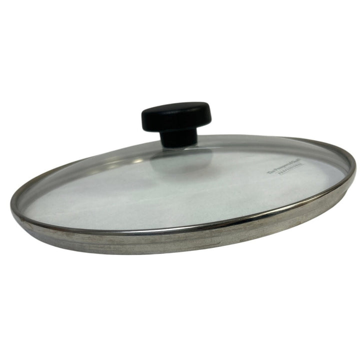 The Pampered Chef Professional Black 10" Round Handle Clear Glass Pot Lid