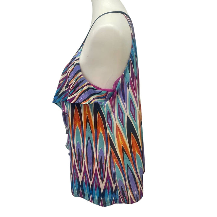 Nicole by Nicole Miller XL Sleeveless Deep V-Neck Flowy Strappy Lined Tank Top