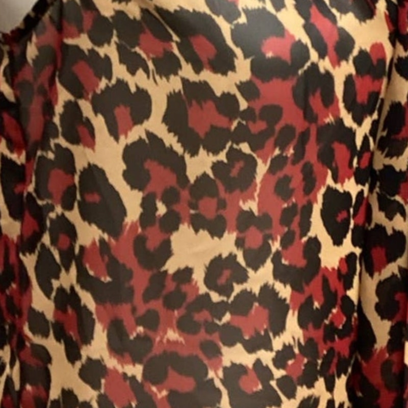 Anne Klein Small Polyester Sleeveless Sheer Red Black Leopard Spot Tank Blouse