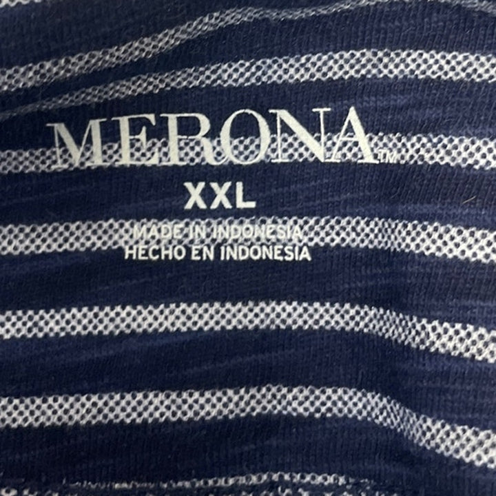 Merona Womens XXL 100% Cotton Short Sleeve Striped Short Sleeve Henley Shirt