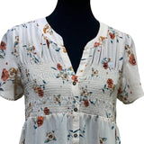 Knox Rose Medium Lightweight Floral Flowy Hi Low Button Down Smocked Blouse
