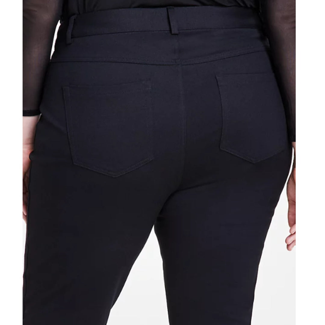 New INC Womens Plus Size 24W Skinny Leg Front Zip Mid Rise Black Ponte Pants