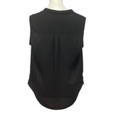 Womens Medium Black Sleeveless Button Down Flowy Lightweight Blouse Tank Top