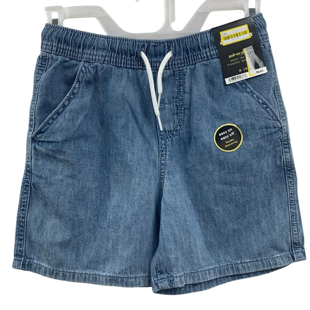 2 New Cat &amp; Jack Kids Large (10/12) Cotton Denim Jean Pull On Elastic Shorts