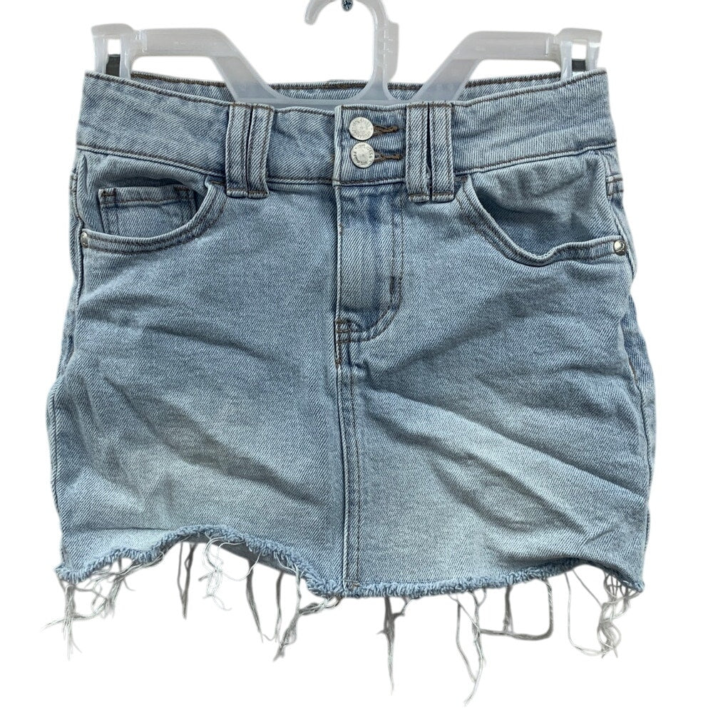 New Art Class Girls Medium Adjustable Waist Factory Distressed Denim Jean Skirt
