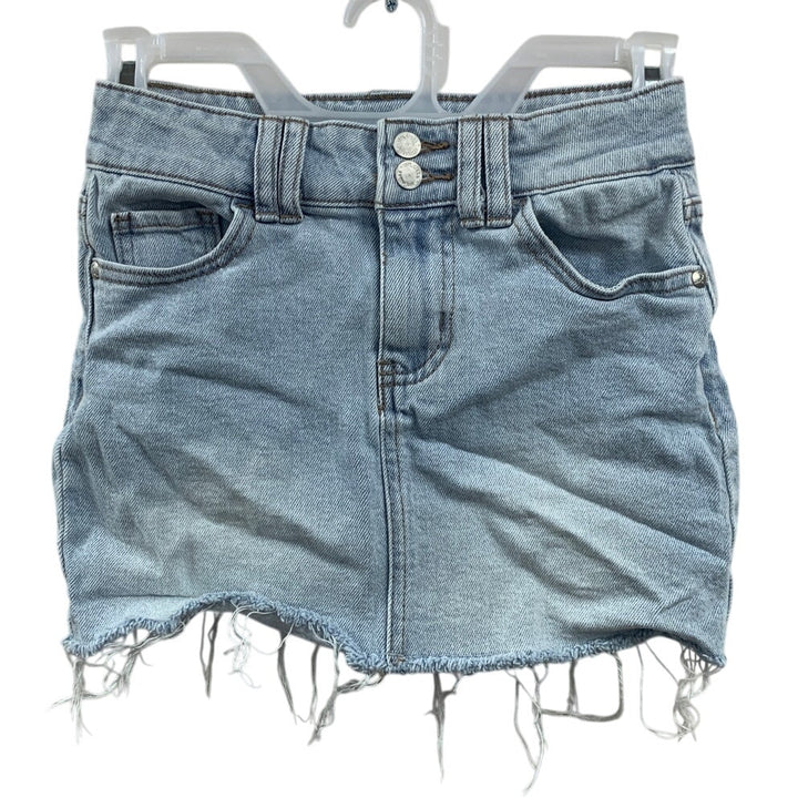 New Art Class Girls Medium Adjustable Waist Factory Distressed Denim Jean Skirt