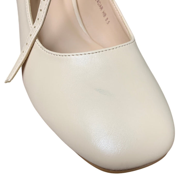 Idifu Womens Size 8.5 Tan Mary Jane 2.25" Block Heel Closed Toe Heel Shoes