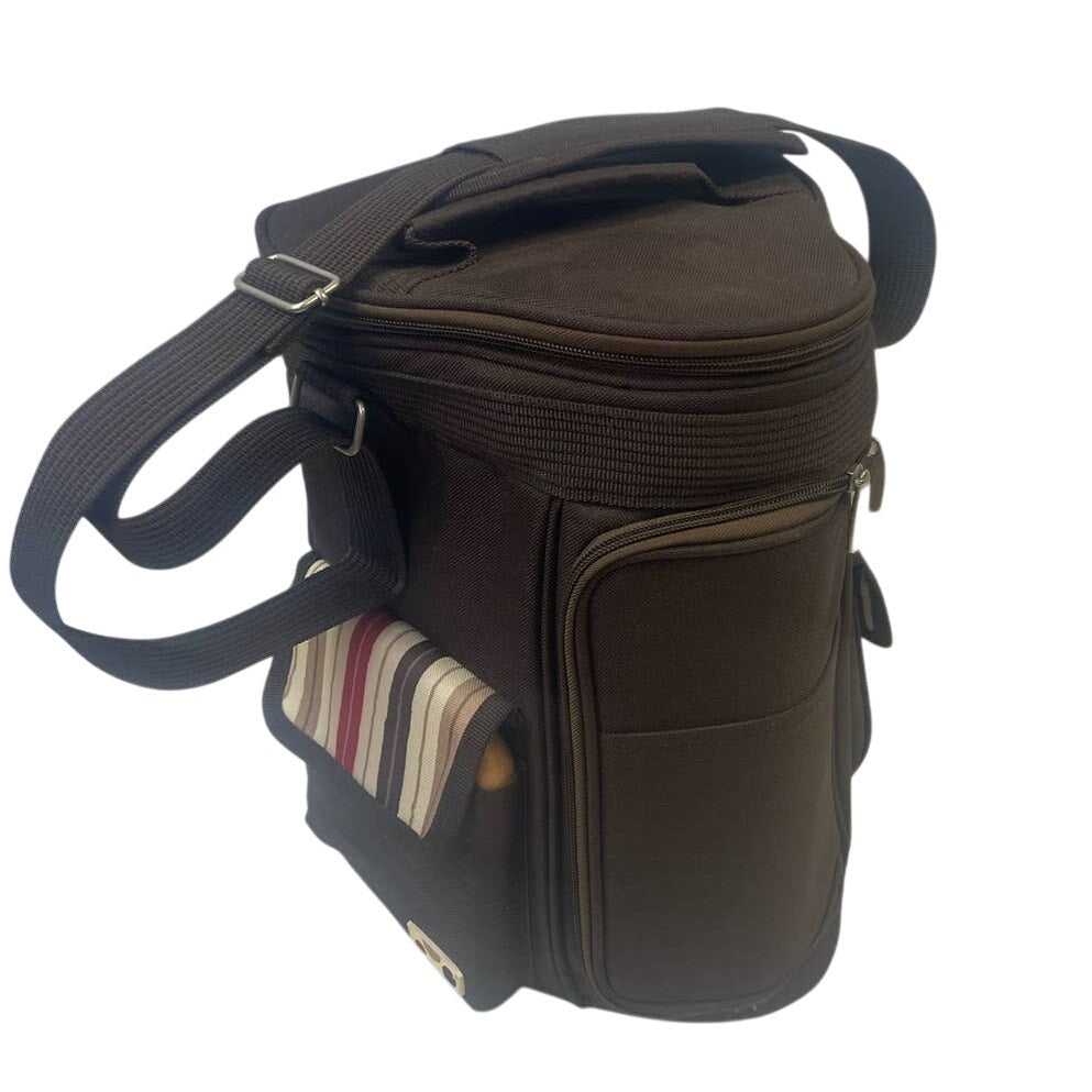 NEW Picnic Time Meritage Insulated Triangular Cooler Picnic Tote w Utensils MOKA