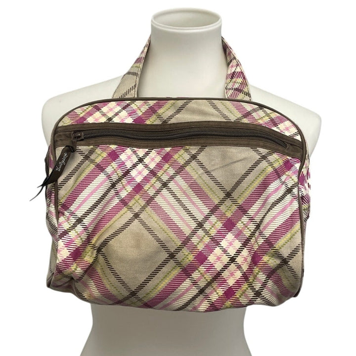 Thirty One Gifts Pink Plaid Double Handle Purse Cosmetic Organizing Bag