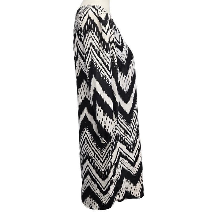 Almost Famous Womens Small 3/4 Blouson Sleeve Chevron Zig Zag Sheath Dress