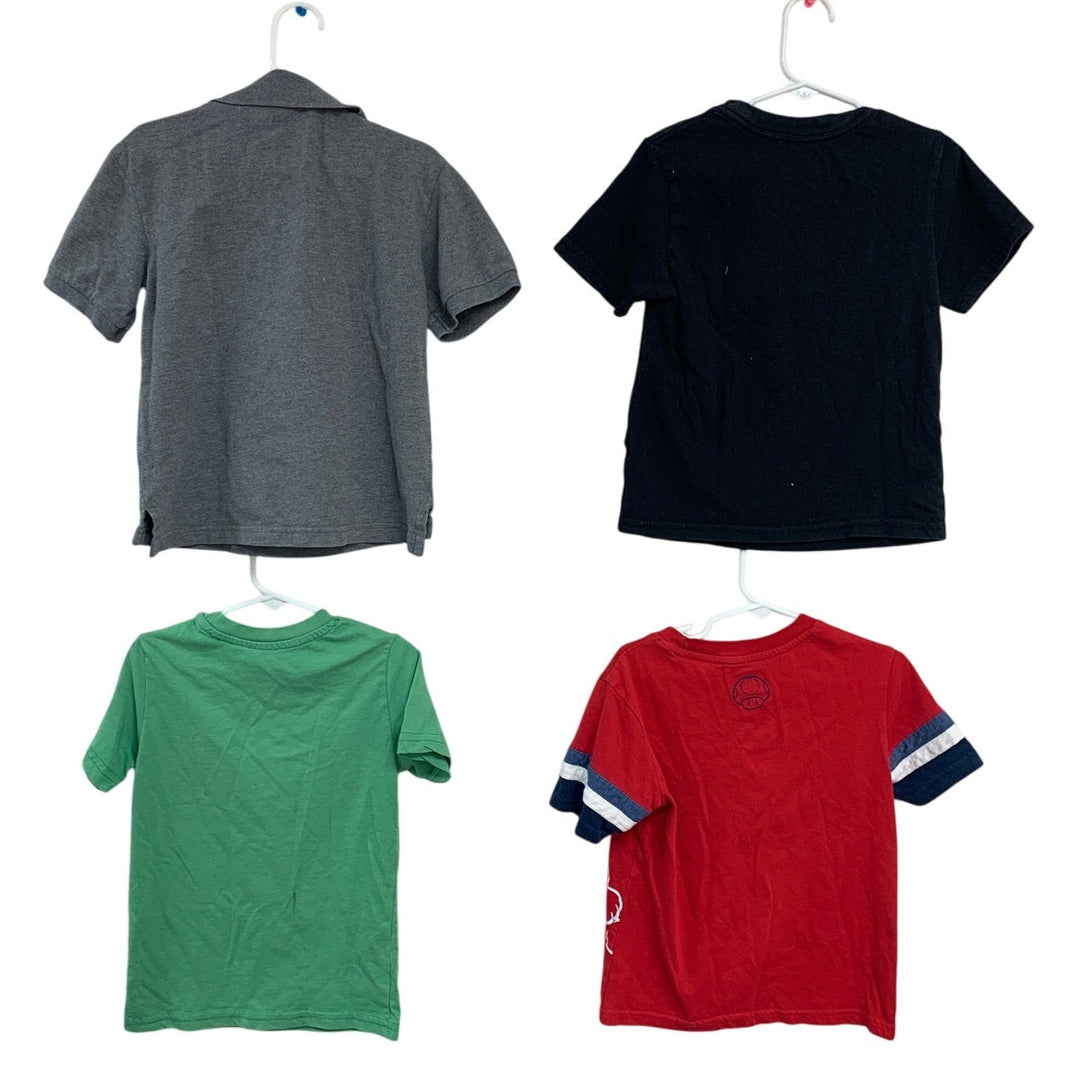 Lot of 4 Boys XS Minecraft Bat Man Mario Collared Polo Short Sleeve Tee Shirts