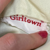 Vintage Girltown Womens Medium Cream Long Sleeve Button Down Tab Collar Shirt