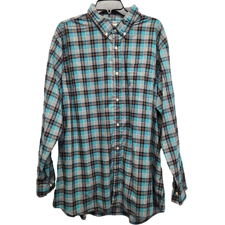 Sonoma Mens 2XL 100% Cotton Plaid Long Sleeve Button Up Shirt w Front Pocket