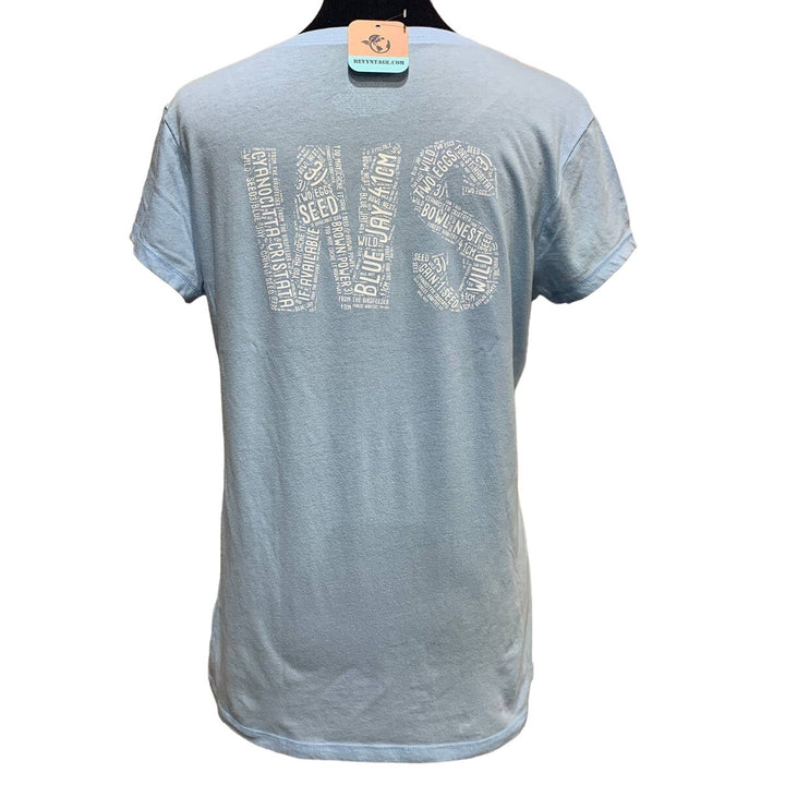 Wingspan Inspired Womens XL Watercolor Blue Jay Bird Hand Printed Upcycled Tee