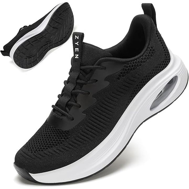 ZYEN Womens Size 8.5 Black Mesh Slip On Wide Toe Box Air Cushion Athletic Shoes