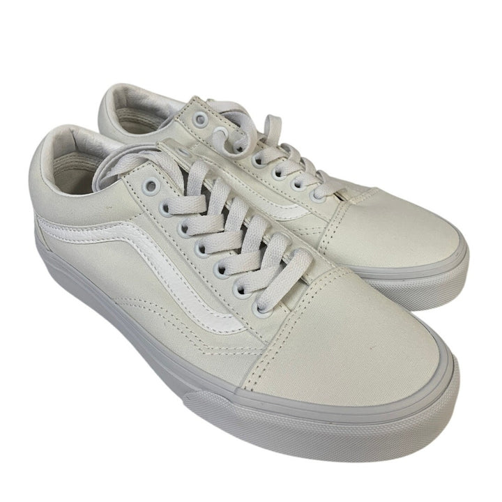 Vans Womens Size 8.5 White Old Skool Sneaker Lace Up Round Toe Low Top Shoes