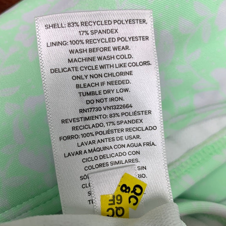 New Art Class Girls Small (6/7) Open Front Neon Green Floral 1PC Swim Suit