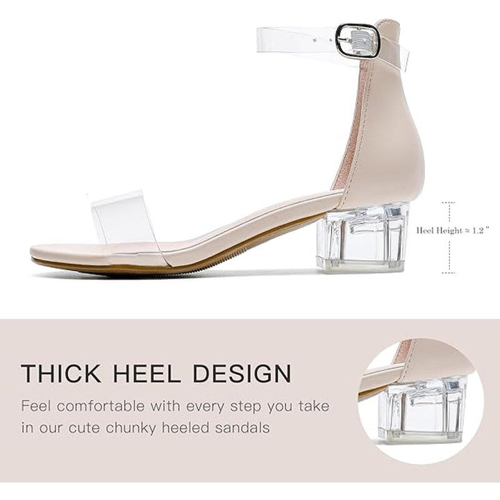 Dufannie Little Girls Size 12 Clear Low Heel Sandals Ankle Strap Wedding Shoes