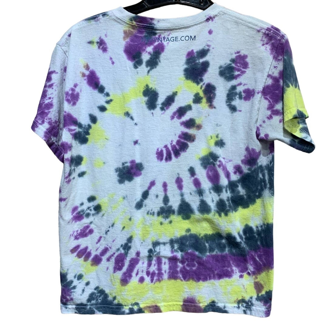 Hand Printed Upcycled Youth Large Equality Rainbow Pride Tie Dyed Cotton Tee