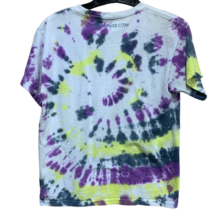 Hand Printed Upcycled Youth Large Equality Rainbow Pride Tie Dyed Cotton Tee