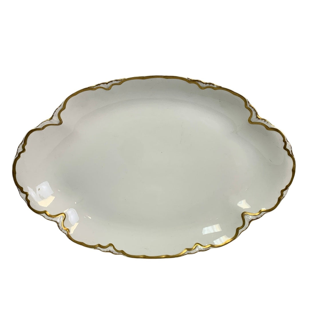Vintage 1929 Pope-Gosser Sepia Gold Trimmed China 18" Oval Serving Platter