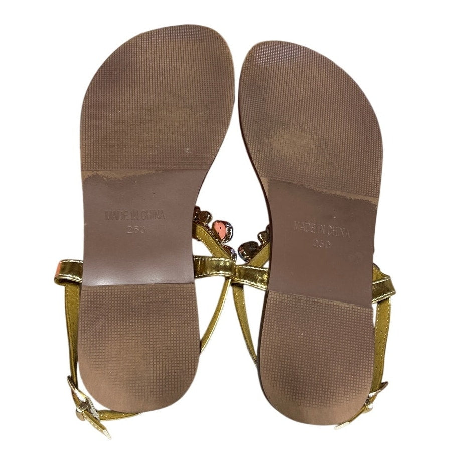 Aijivou Womens Size 8.5 Blue Rhinestone Sandals Flip Flop Open Round Toe Shoes