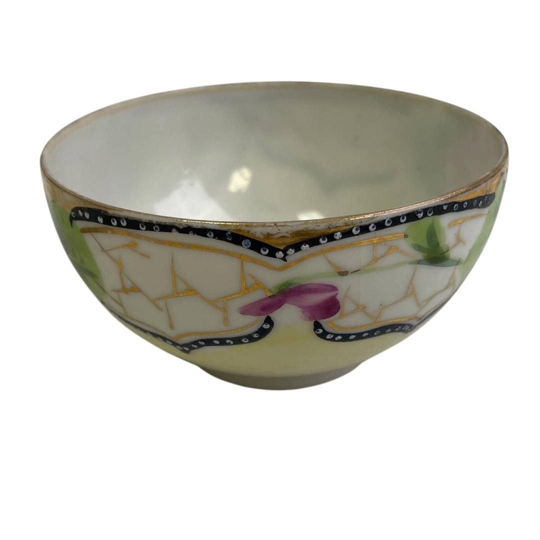 Vintage Hand Painted Nippon Japanese Floral Porcelain Teacup W Saucer