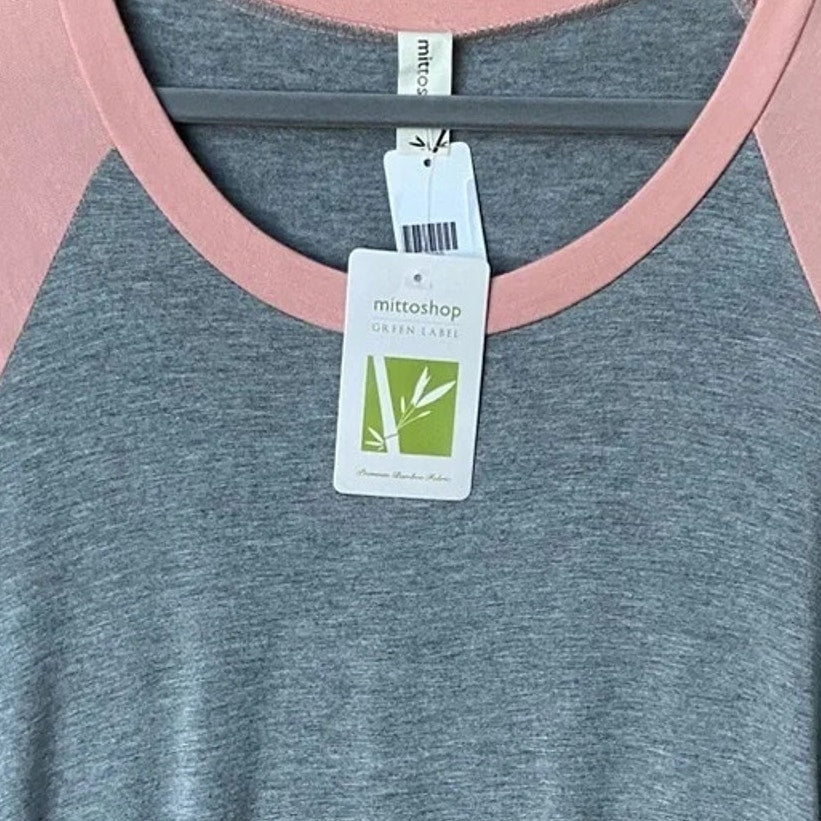 NWT New Mittoshop Womens Large Raglan Long Sleeve Crew Neck TShirt Dress