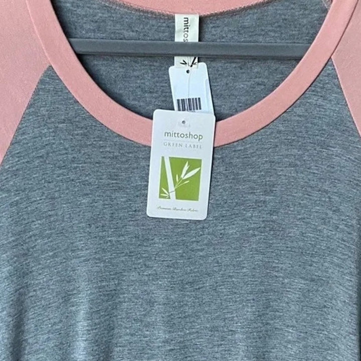 NWT New Mittoshop Womens Large Raglan Long Sleeve Crew Neck TShirt Dress