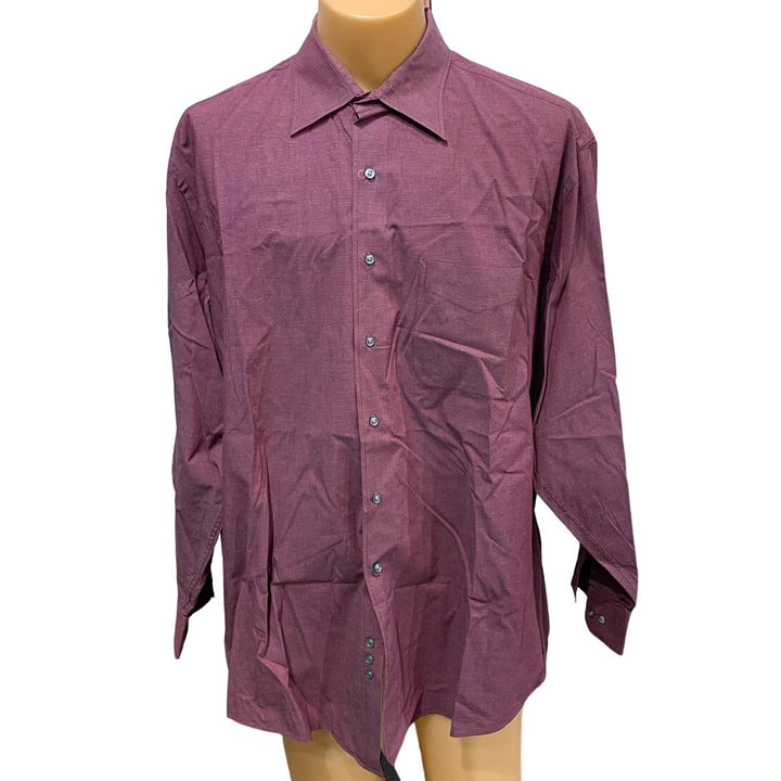 Tommy Hilfiger Mens XL 17.5 Long Sleeve 34/35 Wine Casual Button Down Shirt