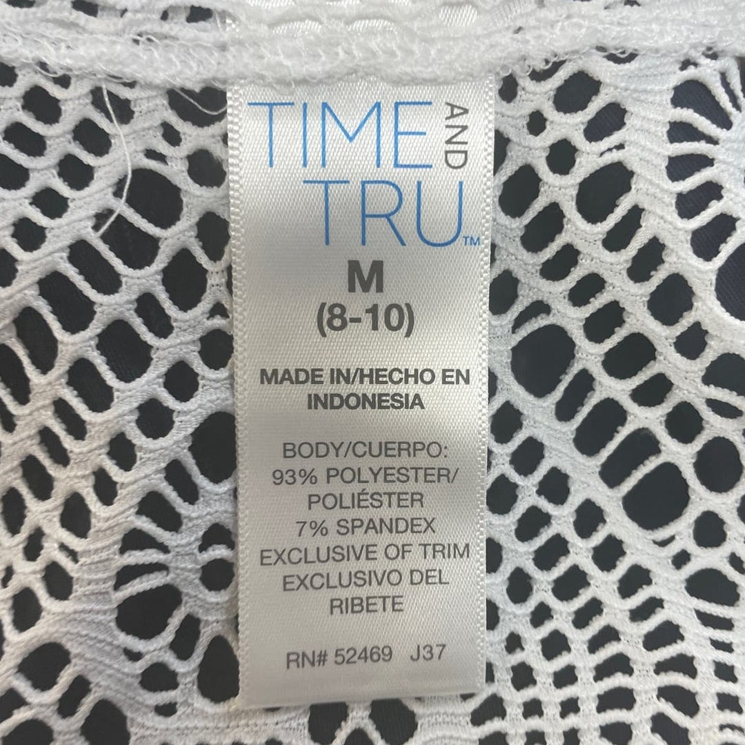 Time and Tru Womens Medium Long Bell Sleeve Front Tie Lace Cardigan Coverup