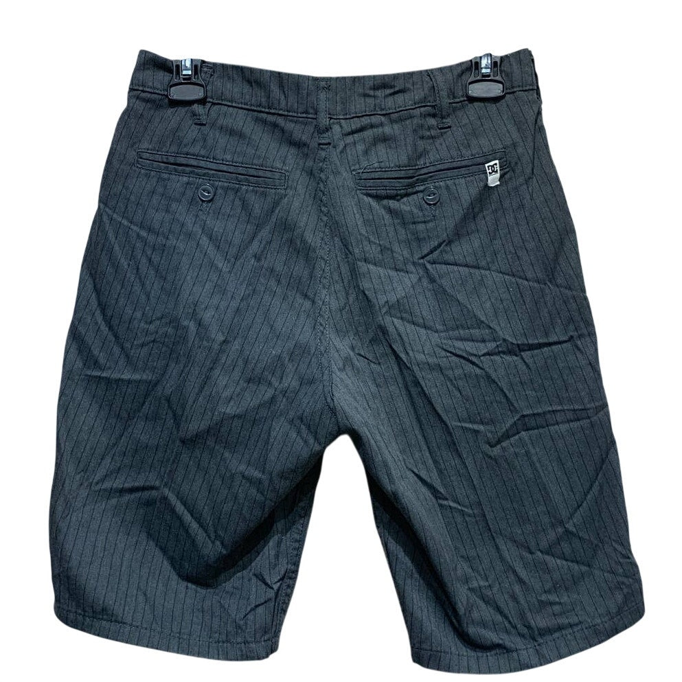 New DC Shoes Size 28 Black on Gray Pinstripe Chino Long Board Shorts w Pockets