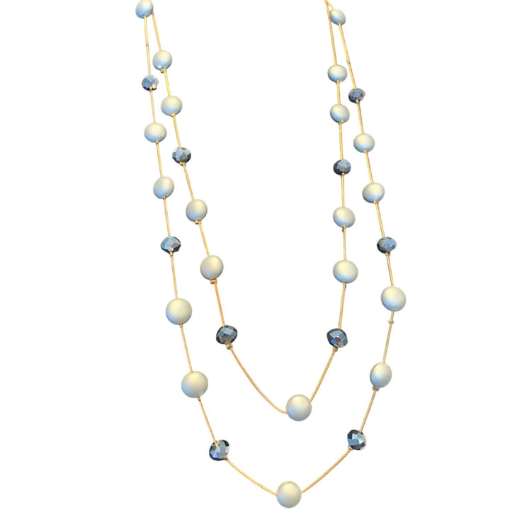 4 New Shiny Silver Gold Black Matte Waterfall Beaded Opera Length Necklace Lot