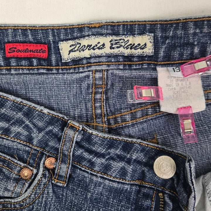 Paris Blues Juniors 13 Stretch Cotton Factory Faded Boot Cut Denim Jeans