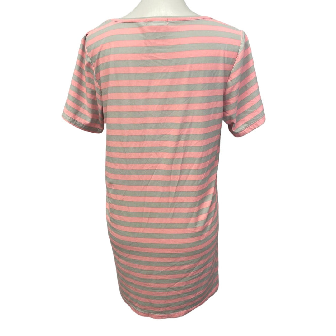 Not A Morning Person Womens Medium Short Sleeve V-Neck Striped Nightgown